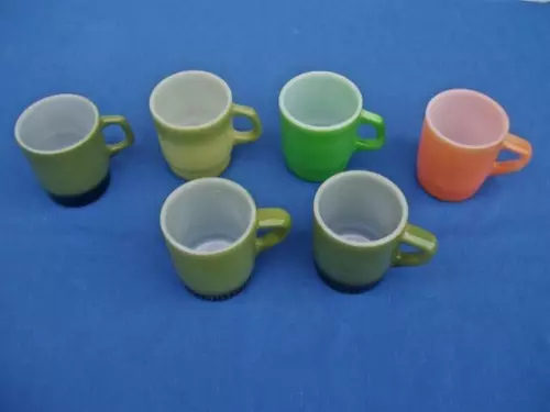 ( LOT OF 6 ) FIRE KING ANCHOR HOCKING MUGS VARIOUS COLORS