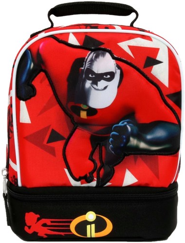 Disney The INCREDIBLES DUAL Compartment LUNCH Box Bag - Red & Black Tote ๐NEW๐ - Picture 8 of 9