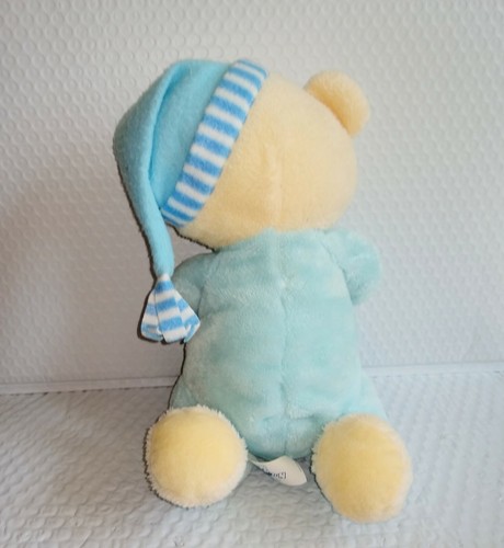 Hugfun Boy PRAYER BEAR 12in Light Up Plush Blue Cap Sleeper Blue White Stripes - Picture 4 of 6