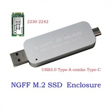 USB 3.0 Type-A Type-C to M2 2230/2242 SSD External Enclosure Case Box