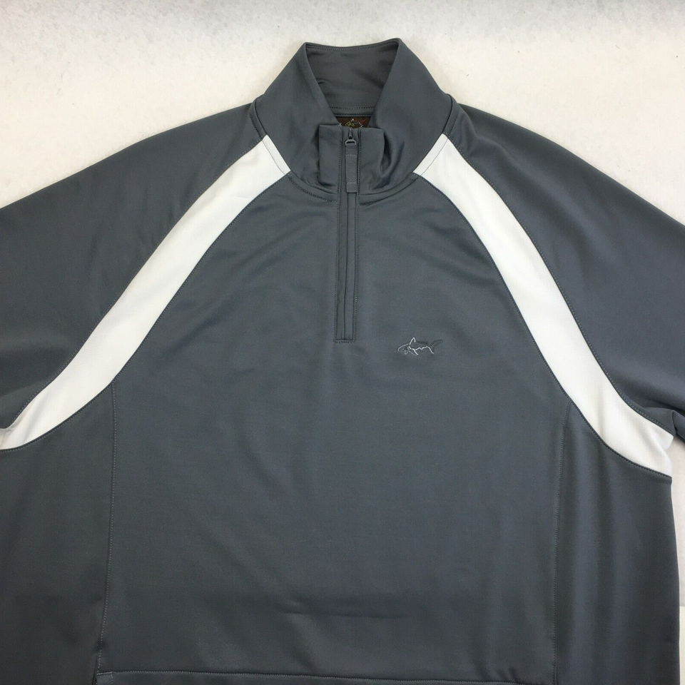 Shark Greg Norman Shirt Jacket Mens Large Long Sleeve 1/4 Zipper Gray