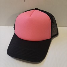  NEW NEON PINK  BLACK BLANK PLAIN HAT / CAP MESH TRUCKER STYLE