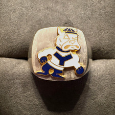 14K GF Sterling Blue White Enamel Yale University Bulldogs Men’s New Signet Ring