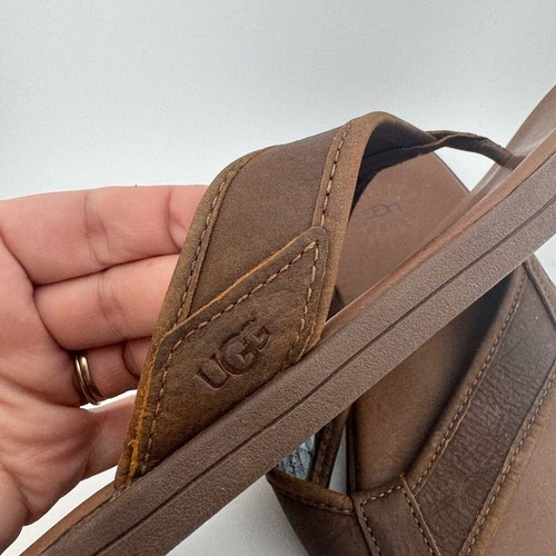 UGG Men's Brown Leather Sandals Sz 12 - Picture 9 of 11