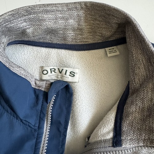 Orvis Men’s Size M Gray / Navy Fullzip Sweater Jacket Fleece - Picture 5 of 7