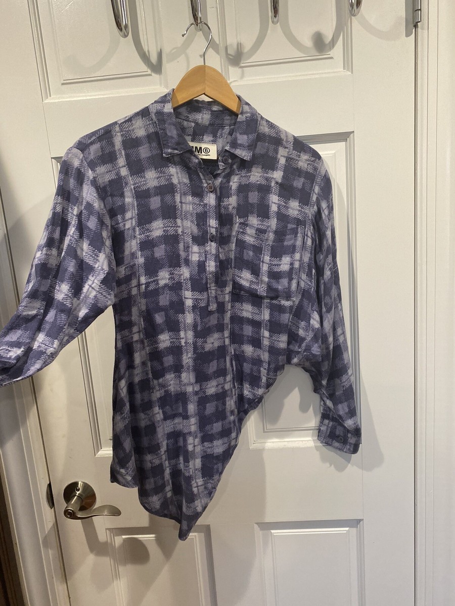 Maison Martin Margiela MM6 Asymmetrical Flannel Plaid Shirt Maison Martin Margiela MM6 Asymmetrical Flannel Plaid Shirt