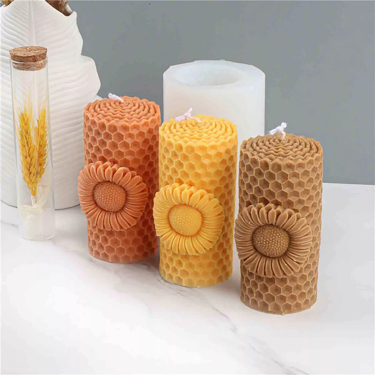 Beehive Flower Candle Molds Silicone 3D honeycomb Soap Candle Making  Supplies