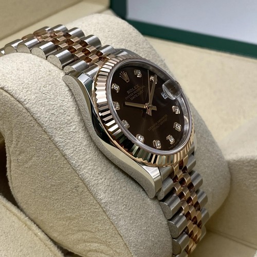 Montre Rolex Datejust 278271 acier or rose cadran chocolat diamant B&P 2024 - Photo 5 sur 7