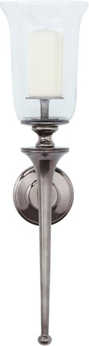 Deco 79 Aluminum Metal Single Candle Wall Sconce, 8" x 7" x LARGE SIZE, Black