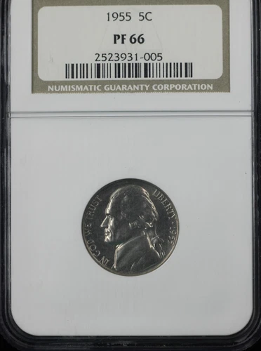 1955 JEFFERSON NICKEL 5C NGC PR66 (P0558FC)