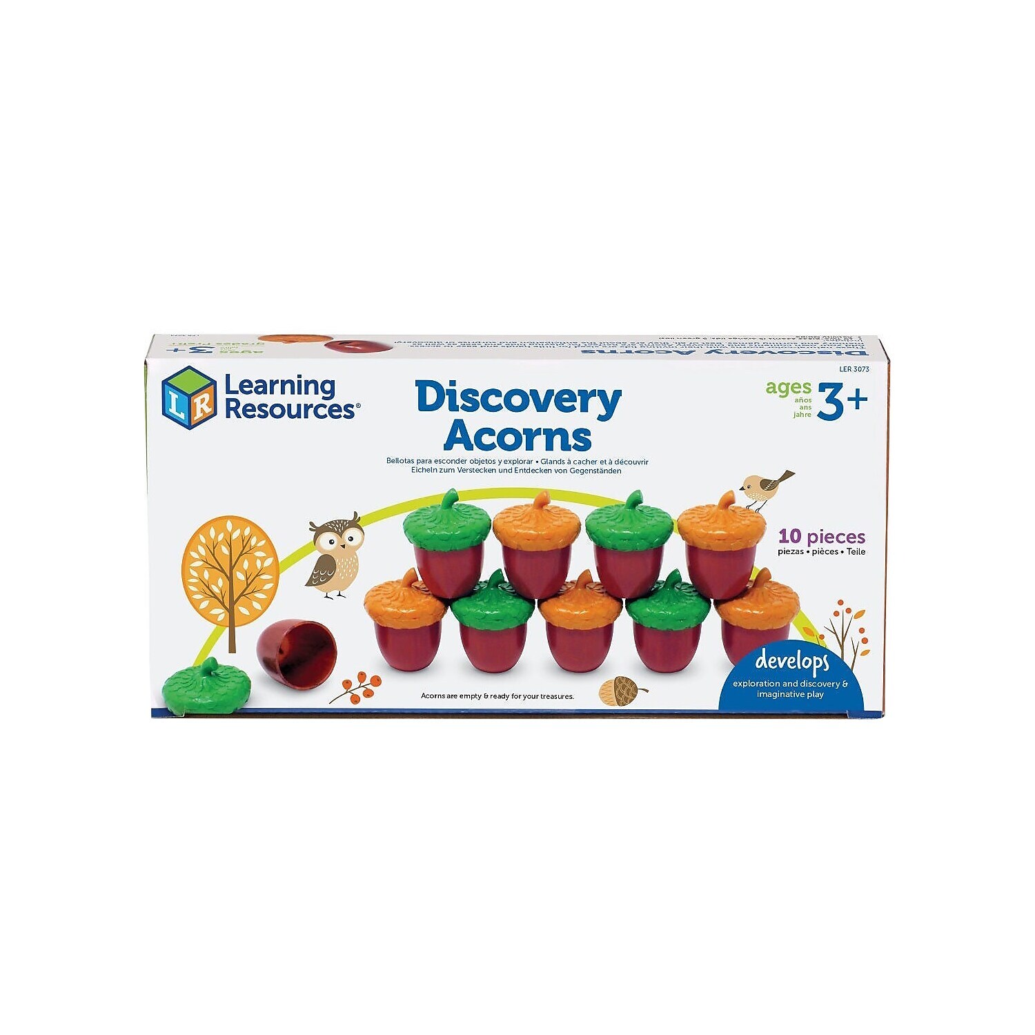 Learning Resources Discovery Acorns 10-Pack Assorted Colors LER3073-image