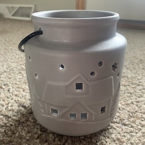 Gray Christmas Lantern Ceramic Candle Holder  Tabletop For Tea-light Candle