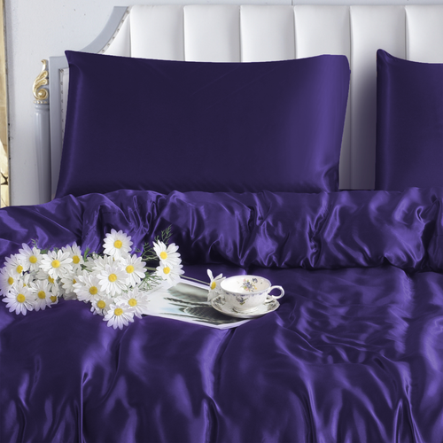 Luxury Satin Silk 6PCS Bedding Set - Duvet Cover, Fitted Sheet & 4 Pillowcases - Picture 13 of 158