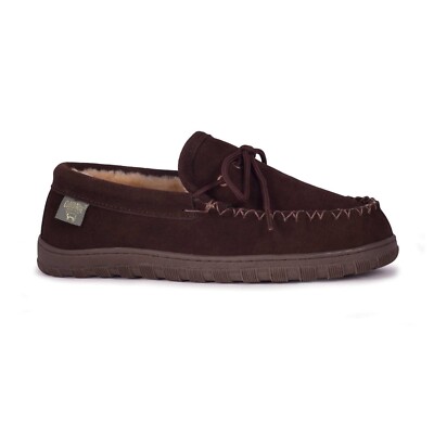 Men\'s CLOUD NINE Brown Suede Moccasin Slippers with Plush Lining, Size 12 Amazon.com | Cloud Nine Sheepskin Men main image 3