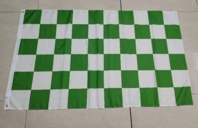 3'x5' LARGE LOT OF 4 GREEN & WHITE CHECKERED 100D FLAG VOLUME DISCOUNT !