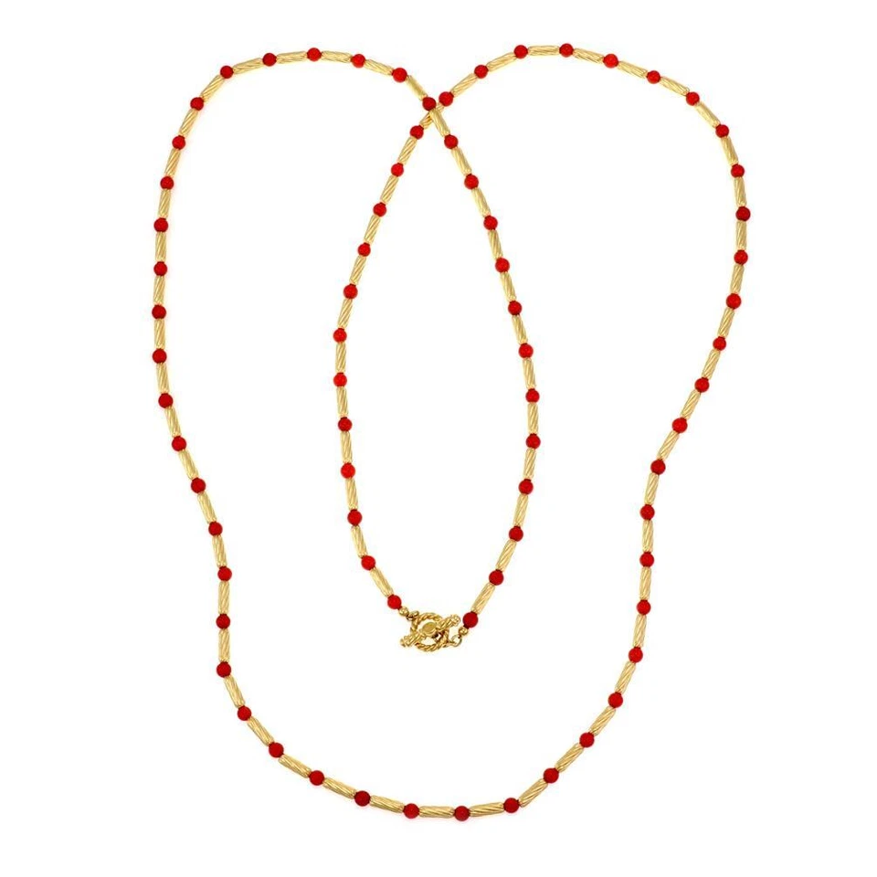 Collar David Yurman Cora Cuentas Oro Amarillo 18k Cable Tubo Eslabón 36.5" Largo Foto 2 de 4