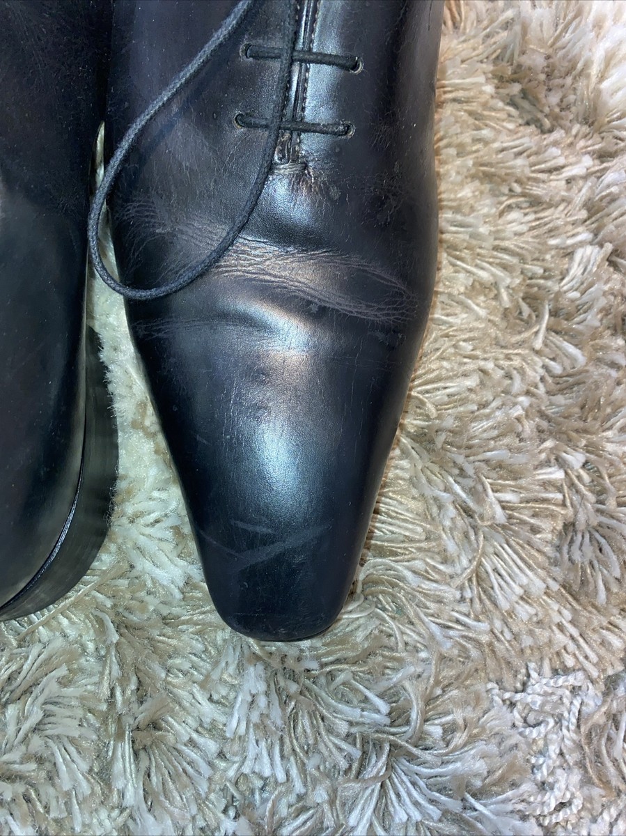 SANTONI Fatte a Mano (Highest Line) Handmade Black Captoe Oxfords