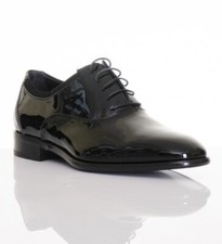  780 Salvatore Ferragamo Men's Sz.8,5 Aiden Patent Leather Oxford Lace-up Shoes