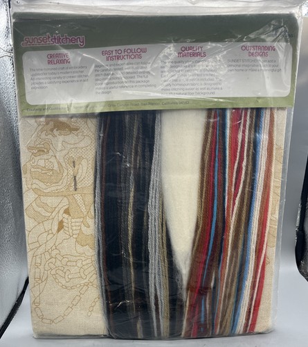 Sunset Stitchery Indian Chief Embroidery Kit #2220 Sunset Designs 1977 NIP - Picture 2 of 2