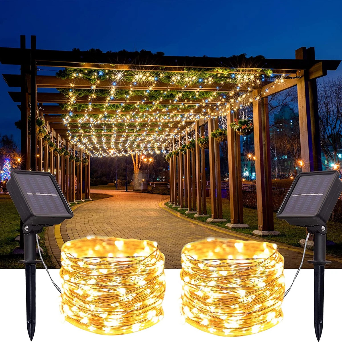 Solar string lights outdoor waterproof deals