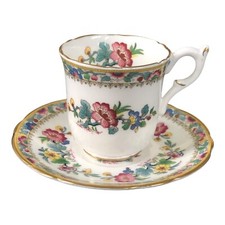 Vintage Coalport Ming Rose Cup  Saucer Scalloped Rim Demitasse Espresso