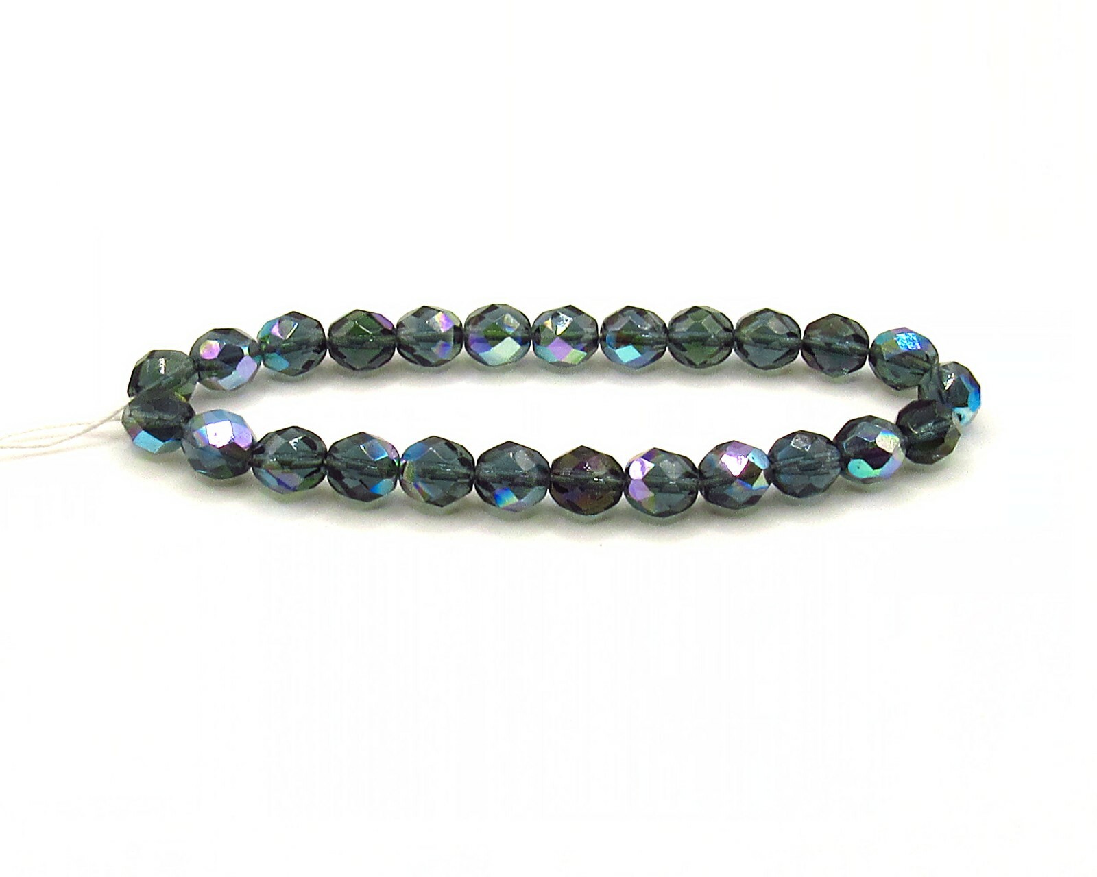 Montana Blue AB - 25 8mm Round Czech Glass Faceted Fire Poli