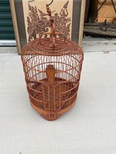 Vintage Chinese hand carved bamboo birdcage