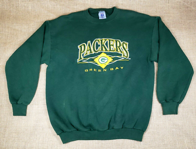 Vintage 90s Green Bay Packers NFL Sweatshirt Green Logo 7 Size 