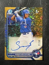 SEBASTIAN ESPINO 2022 Bowman Chrome Gold Mini Diamond Refractor Auto 27/50 1st