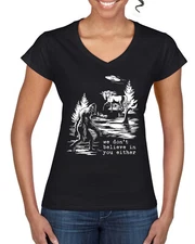 We Don't Believe Either Bigfoot Unicorns Women Standard V-Neck Tee