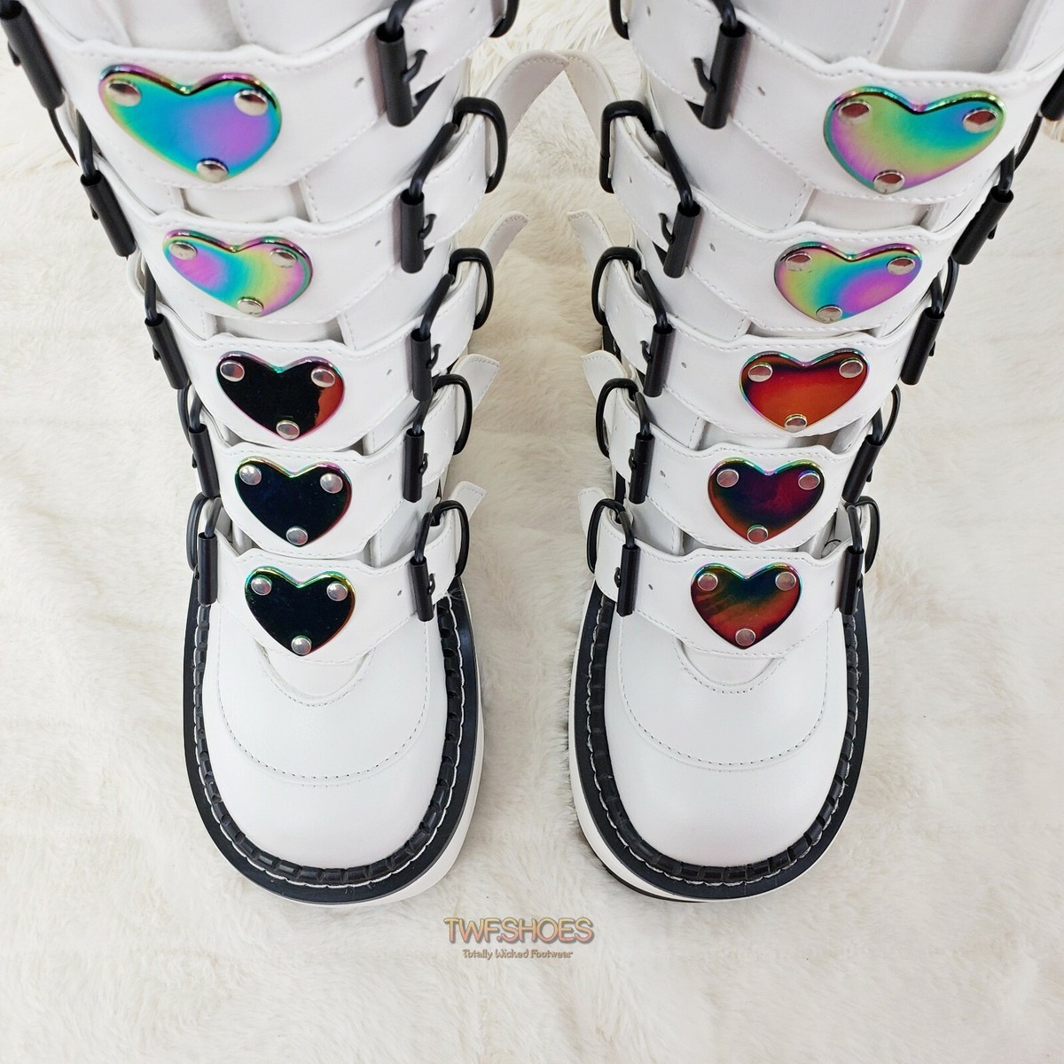 靴 Semantic design white boots emo y2k Buy Women Ankle Boots Mental Decoration Punk Rock Women's