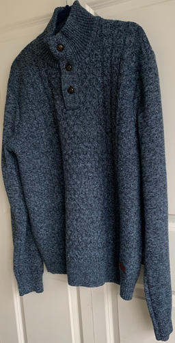 Buffalo David Bitton Sweater Men's XL Cable Knit Blue/Black 3 Button Front - Picture 6 of 12