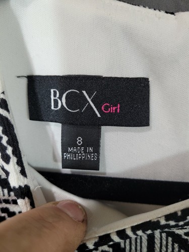 Girl's Black White geometric Sleeveless Dress by BCX Girl Size 8 - Picture 4 of 6
