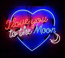 17"x14"I Love You To The Moon Neon Sign J&auml;ten Wand Dekor Leuchtreklame Kunstwerk