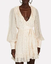 Authentic NWT Zimmermann Lurex Wrap Mini Dress Size 2