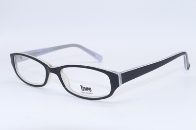 NEW TEMPO WP 1004 BK BLACK IVORY AUTHENTIC FRAMES OPTICAL EYEGLASSES 51-16