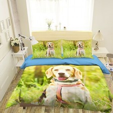 3D Dog Grass S050 Animal Bed Pillowcases Quilt Duvet Cover Set Queen King Sunday