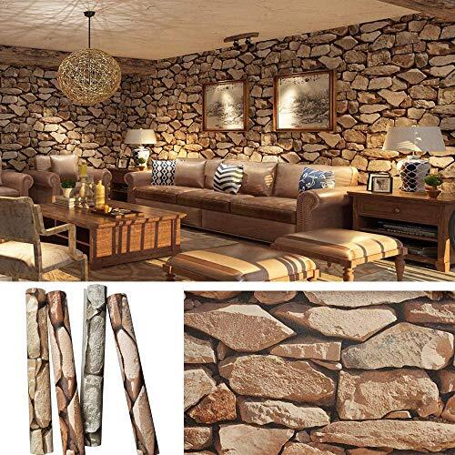 Rock Stone Wallpaper 374" X 20.8" Rustic Brick Retro Contact Paper 57 Brown - Afbeelding 2 van 7