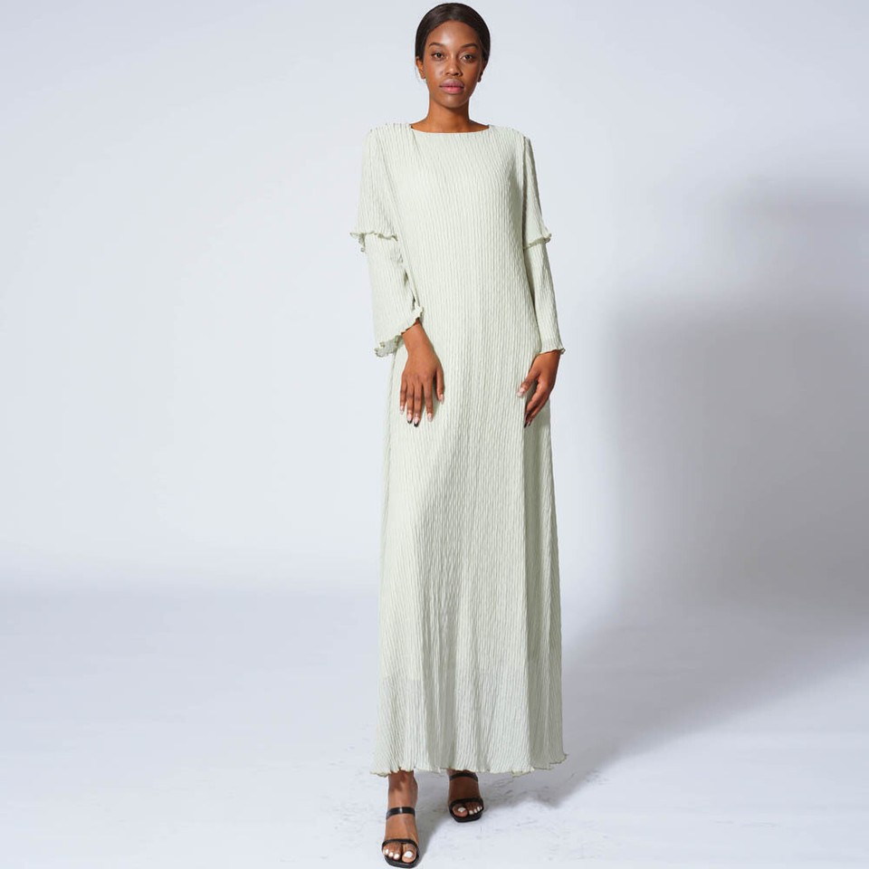 Muslim Abaya Women Pleated Chiffon Long Dress Kaftan Dubai Islamic Robe ...