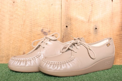 SAS 'Bounce' Mocha Leather Wedge Heel Moc Toe Oxfords Comfort Shoes Sz. 8.5 M - Picture 2 of 10