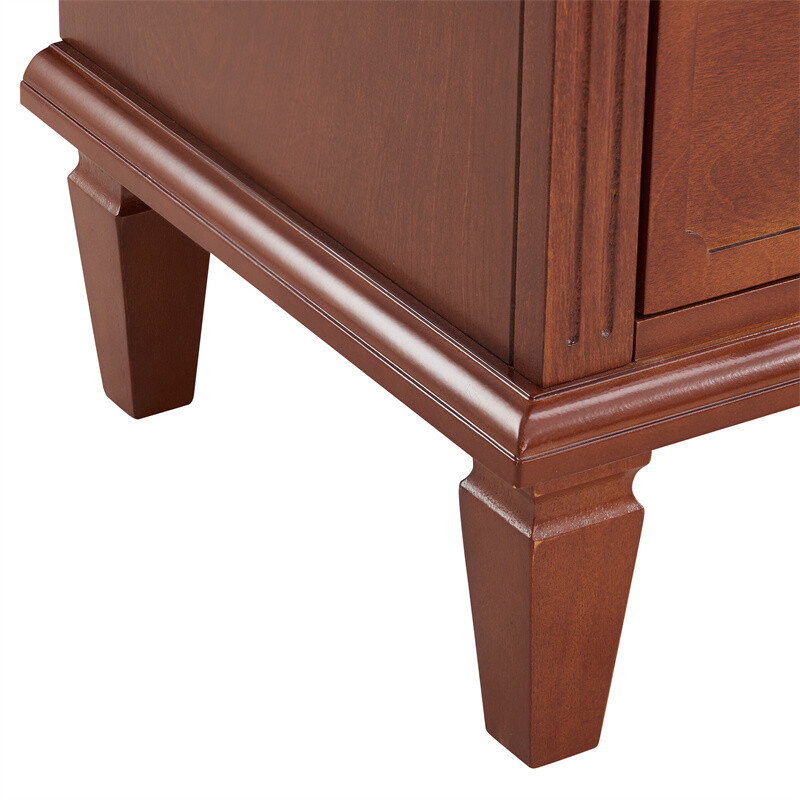 Walnut Nightstand with Charging Station Bedroom End Table with Storage Drawers