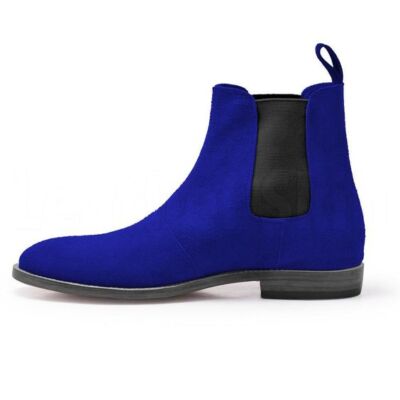 blue dress boots men Knight Derby Midnight Blue Suede Leather Boots – The Jacket Maker main image 1