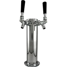 UBT Double Twin Tap Draft Beer Tower, All Stainless Steel Contact, 3" D, New