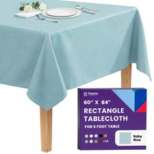 Rectangle Tablecloth - 60 x 84 Inch Baby Blue Table Cloth for 5 Foot Rectangl...
