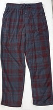 George Mens M 32-34 Fleece Lounge Pants Pockets Plaid Sleep Pajamas Tiny Flaw
