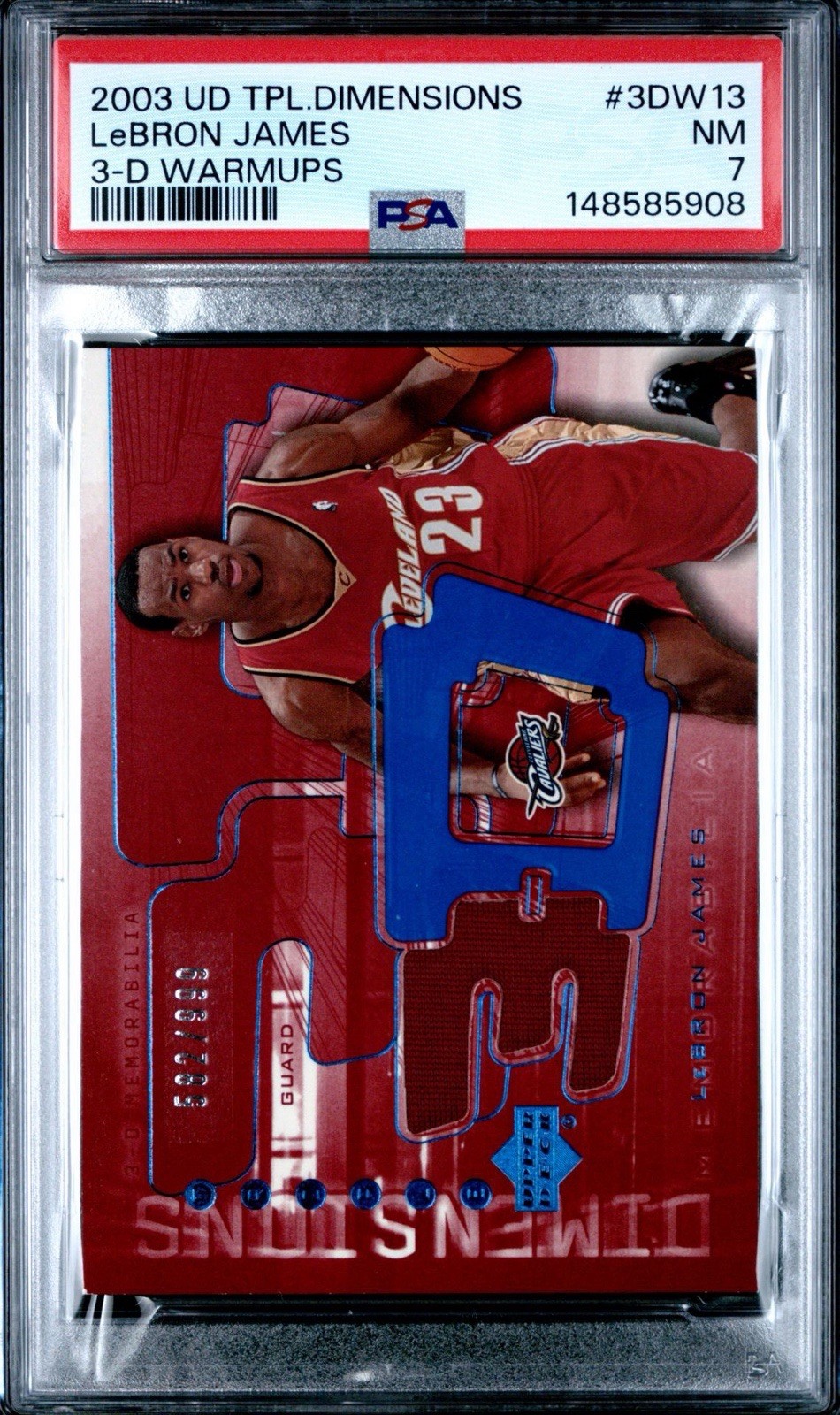 2003 LeBron James Upper Deck Triple Dimensions 3-D Warmups Card PSA 7 NM /999