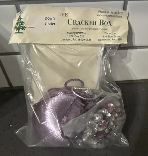 Vtg The Cracker Box Christmas Down Under Purple Silver Ball Ornament Kit New