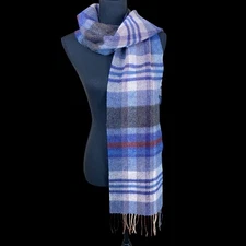 NWT Avoca The Mill Plaid Unisex 100% Pure New Lambswool Scarf 9.5" x 72"
