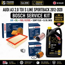 BOSCH SERVICE KIT FILTERS + 5L OIL AUDI A3 2.0 TDI S LINE SPORTBACK 2012-2020