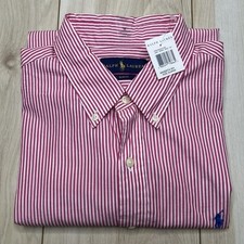 Polo Ralph Lauren NEW Slim Fit Button Up Shirt Mens Size XL Striped Red White